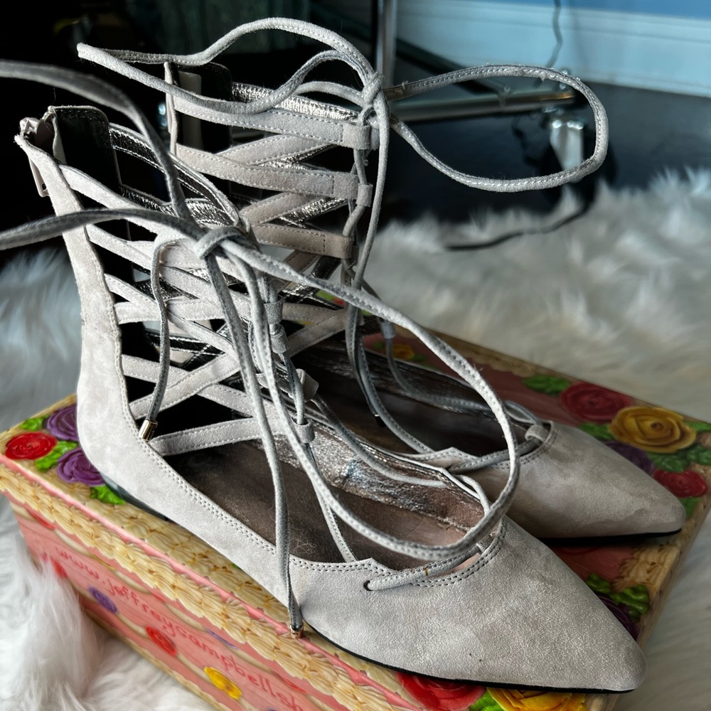 Jeffery Campbell Atrium Grey suede flats